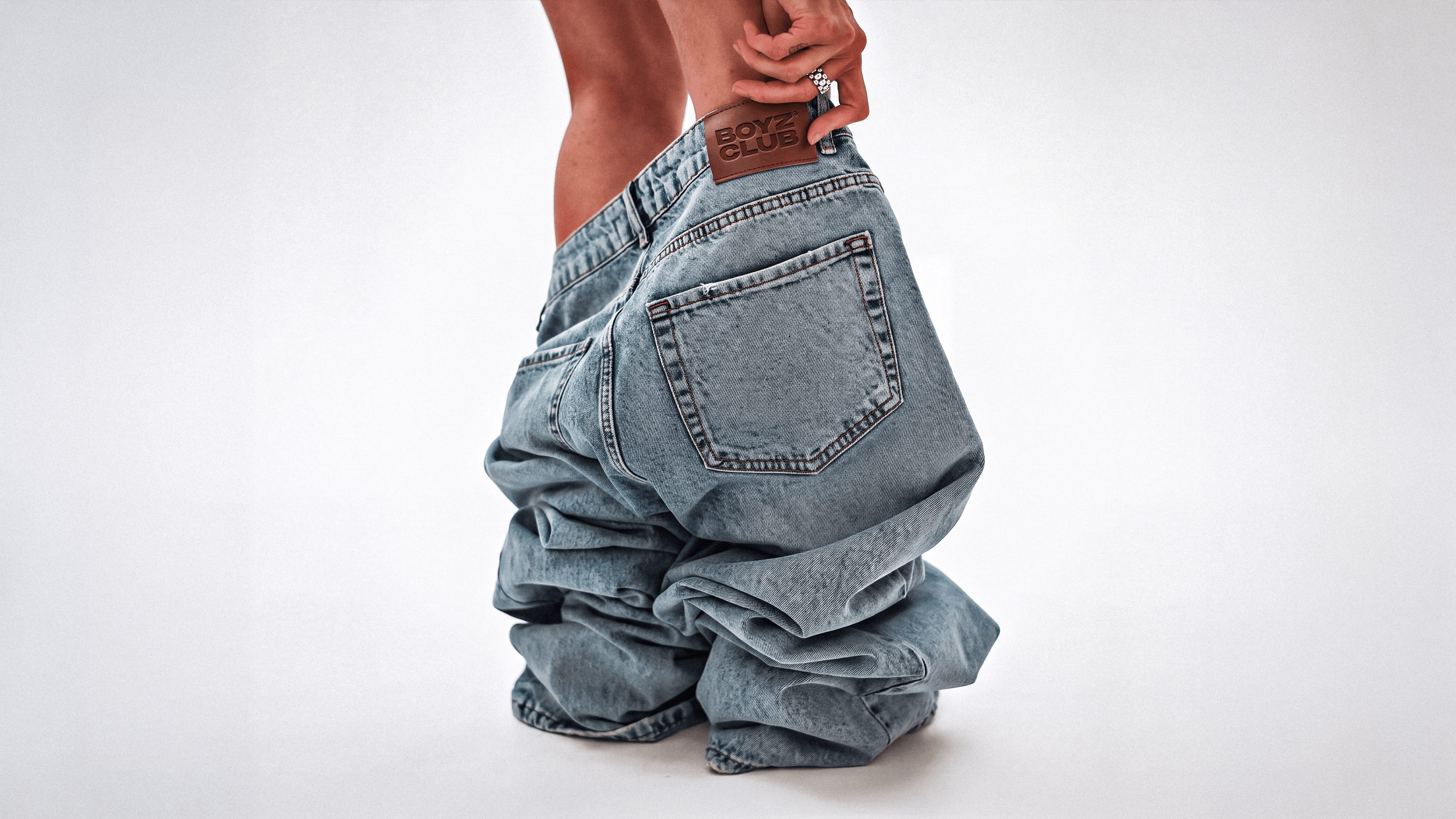 BoyzClub washed denim jeans, back detail