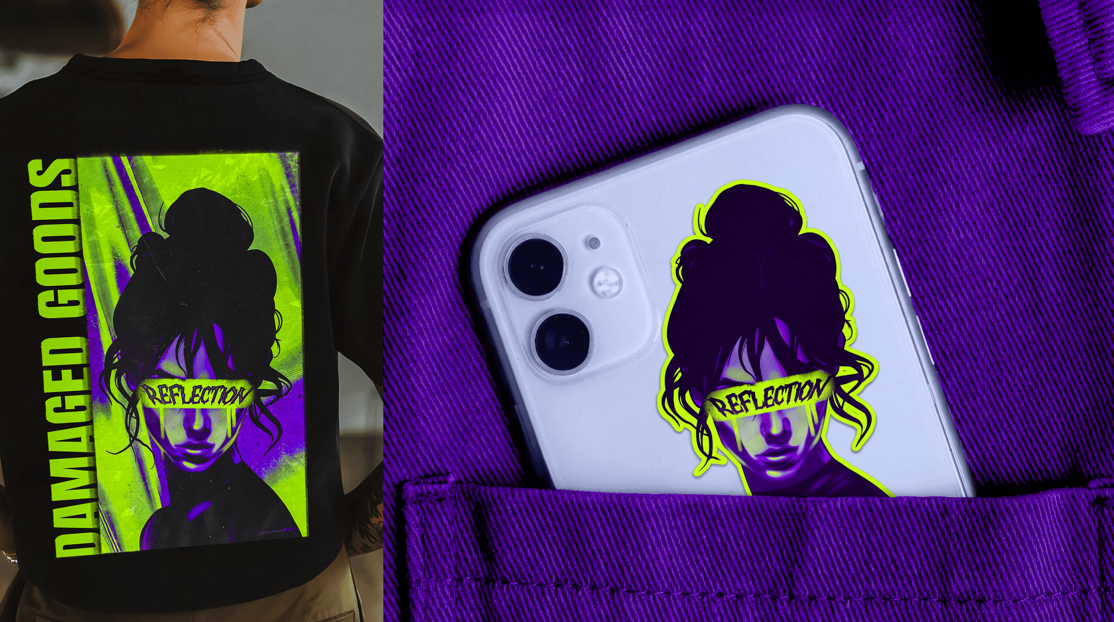 Damaged Goods apparel and phone case application